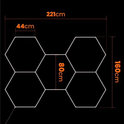 Світлодіодний затемнюваний стельовий світильник HEXAGON LED/192W/85-265V 5000K 160x221 cm CRI 90 IP54 білий