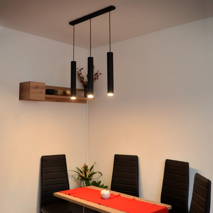 LED Светодиодная люстра на тросе TUBA 3xGU10/4,8W/230V черная