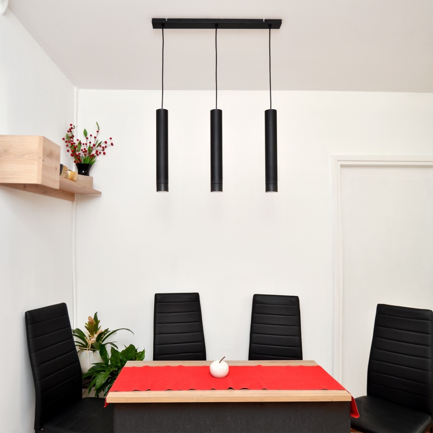 LED Светодиодная люстра на тросе TUBA 3xGU10/4,8W/230V черная