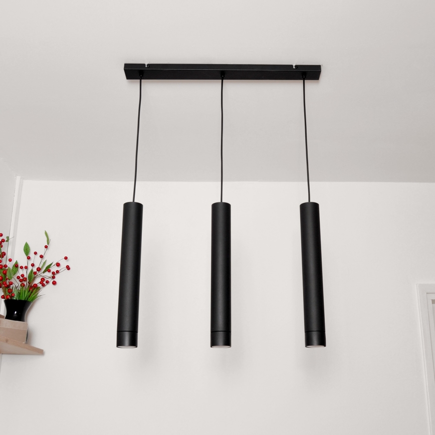 LED Светодиодная люстра на тросе TUBA 3xGU10/4,8W/230V черная