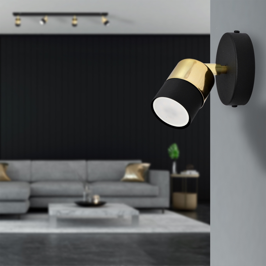 LED Светодиодный настенный точечный светильник TUBSSON 1xGU10/4,8W/230V черный/золотистый