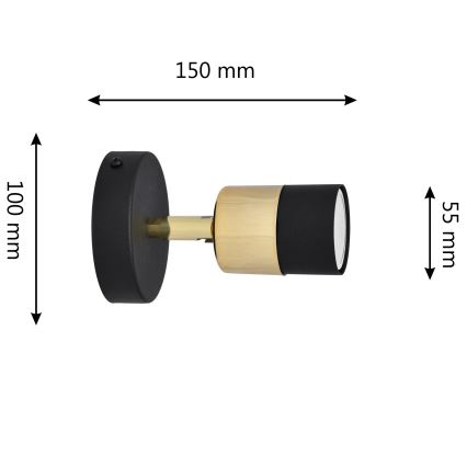 LED Светодиодный настенный точечный светильник TUBSSON 1xGU10/4,8W/230V черный/золотистый