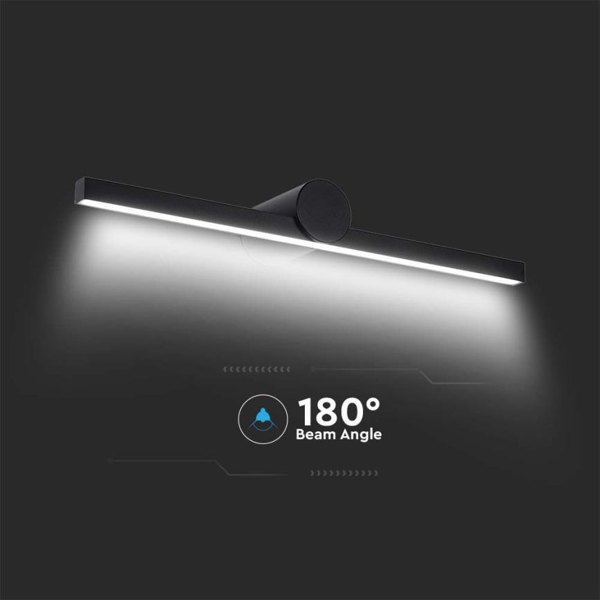 LED світильник для дзеркала у ванній, 10 Вт, 230 В, 3000K, IP65, чорний