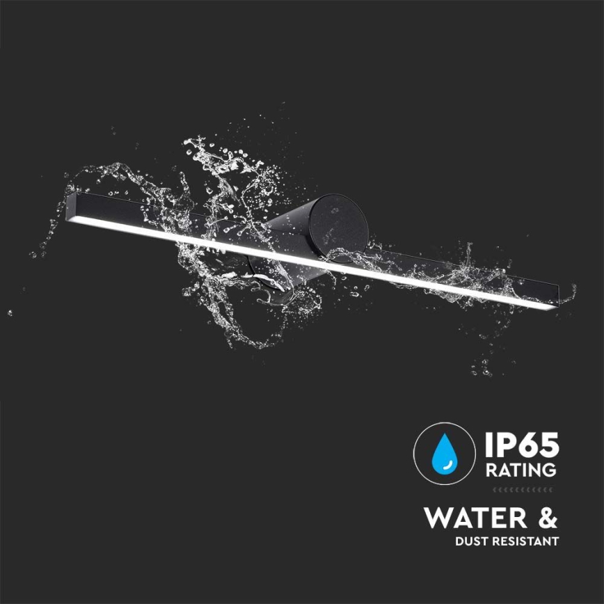 LED світильник для дзеркала у ванній, 10 Вт, 230 В, 3000K, IP65, чорний