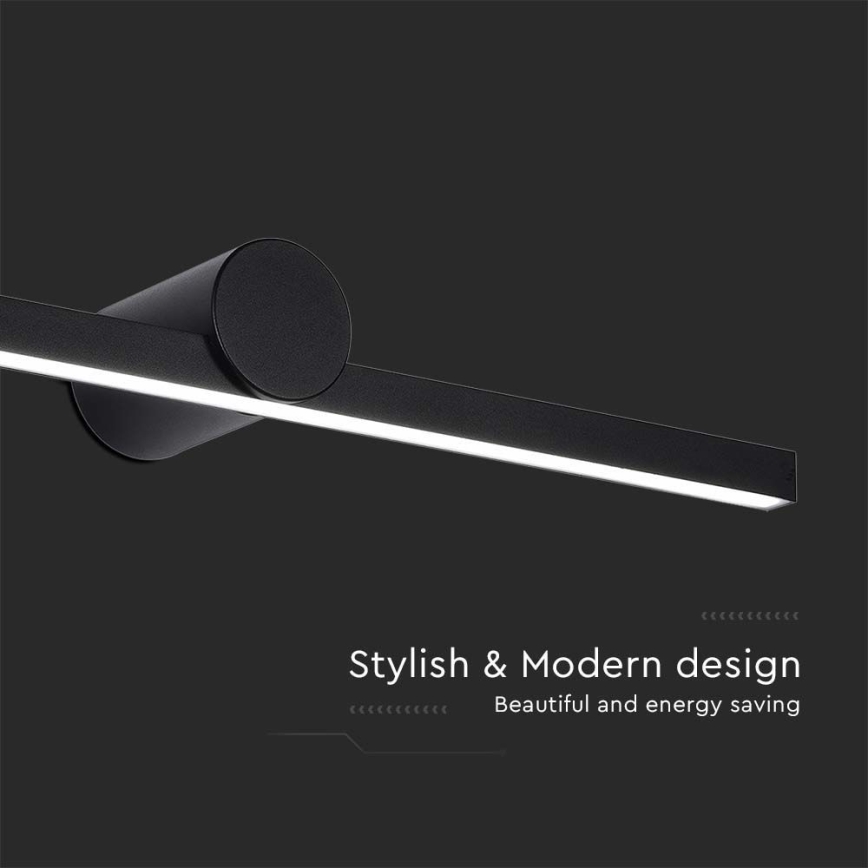 LED світильник для дзеркала у ванній, 10 Вт, 230 В, 3000K, IP65, чорний