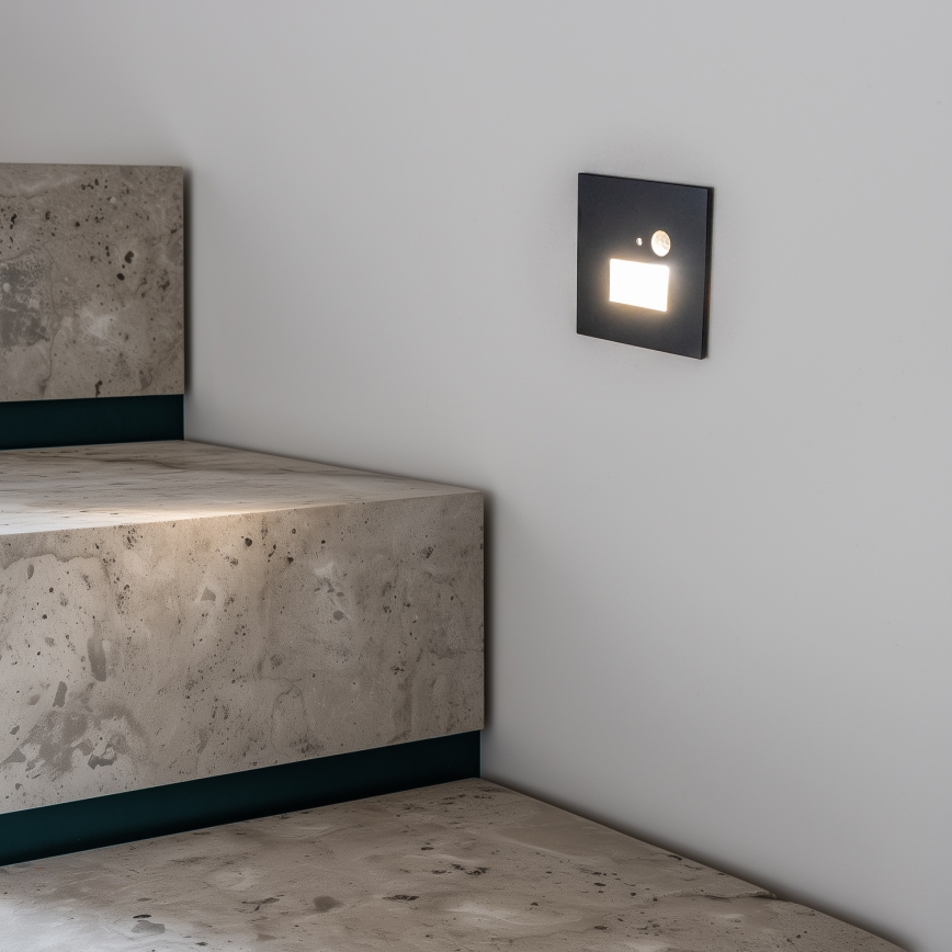 LED сходовий світильник з датчиком руху та датчиком сутінок LED/1,5W/230V 3000/4000/6500K антрацит