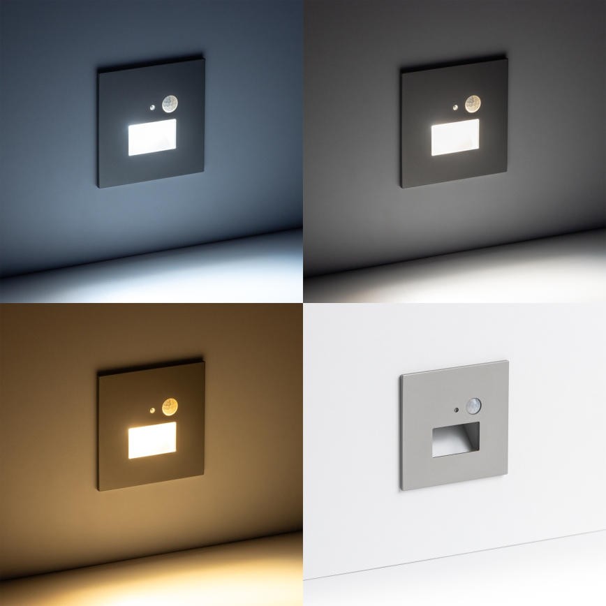 LED сходовий світильник з датчиком руху та сутінків LED/1,5W/230V 3000/4000/6000K сірий