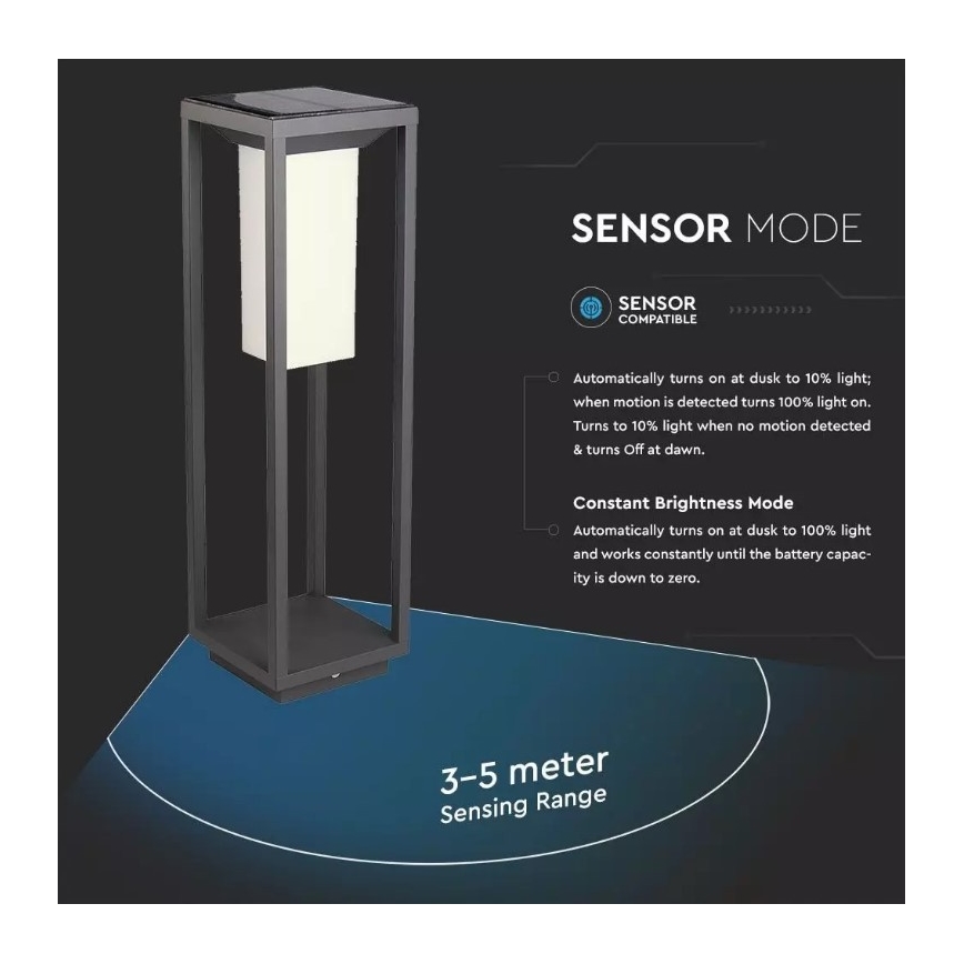 LED світильник на сонячній батареї з датчиком SAMSUNG CHIP LED/2W/3,7V IP65
