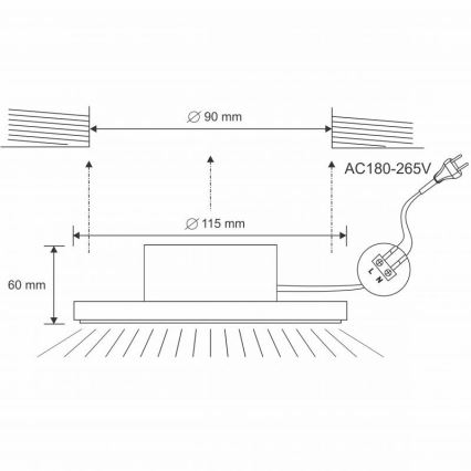 LED світильник вмонтований до підвісної стелі для ванної LED/10W/230V 4000K білий IP44