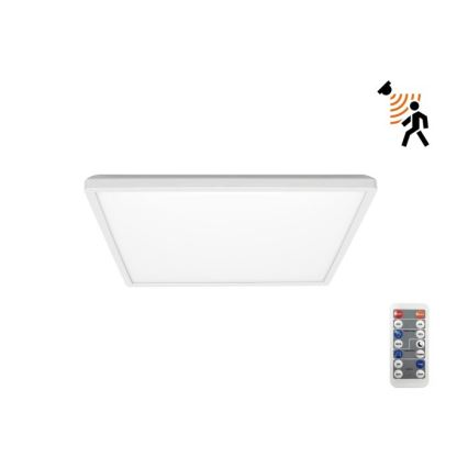 LED Світильник для ванної кімнати з датчиком руху та освітленості NIVERA LED/12W/230V IP54 3000/4000/6000K 22,5x22,5 см білий + пульт дистанційного керування