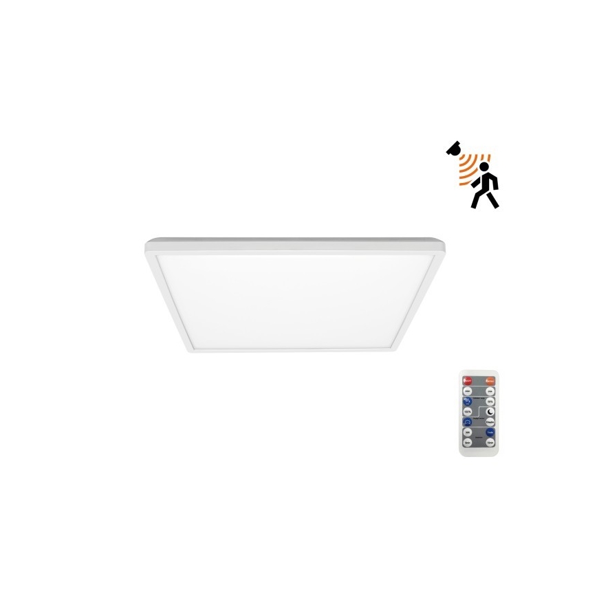 LED Світильник для ванної кімнати з датчиком руху та освітленості NIVERA LED/12W/230V IP54 3000/4000/6000K 22,5x22,5 см білий + пульт дистанційного керування