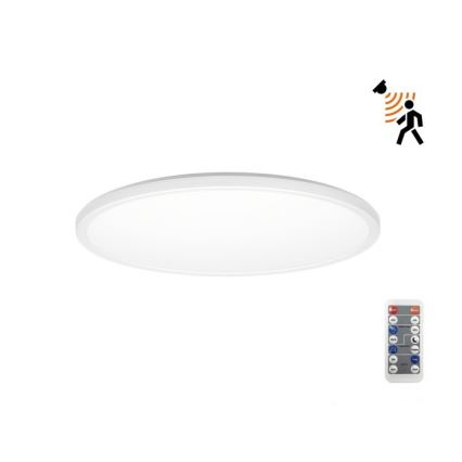LED Світильник для ванної кімнати з датчиком руху та освітленості NIVERA LED/12W/230V IP54 3000/4000/6000K діаметр 22,5 см білий + пульт дистанційного керування