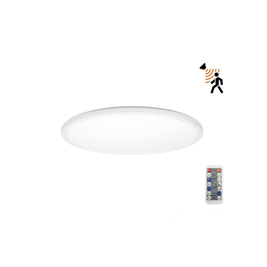 LED Світильник для ванної кімнати з датчиком руху та освітленості NIVERA LED/12W/230V IP54 3000/4000/6000K діаметр 22,5 см білий + пульт дистанційного керування