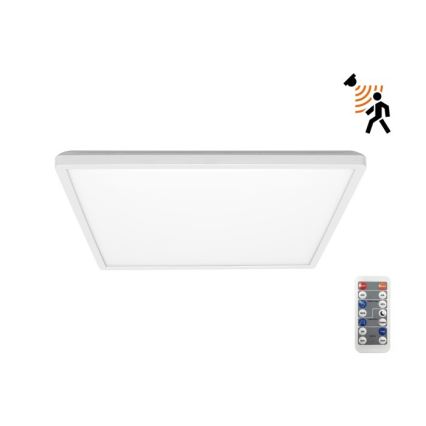 LED Світильник для ванної кімнати з датчиком руху та освітленості NIVERA LED/18W/230V IP54 3000/4000/6000K 30x30 см білий + пульт дистанційного керування