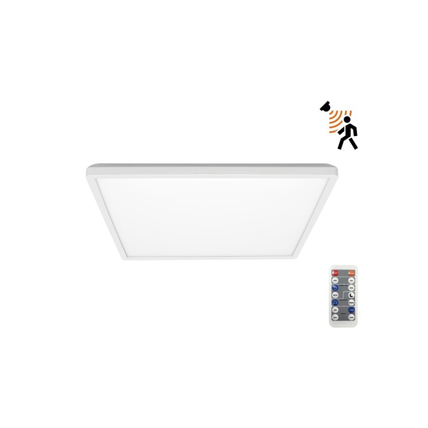 LED Світильник для ванної кімнати з датчиком руху та освітленості NIVERA LED/18W/230V IP54 3000/4000/6000K 30x30 см білий + пульт дистанційного керування