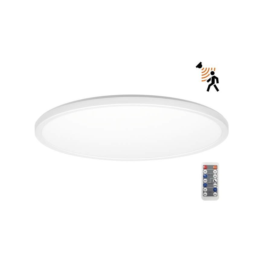 LED Світильник для ванної кімнати з датчиком руху та освітленості NIVERA LED/32W/230V IP54 3000/4000/6000K діаметр 42 см білий + пульт дистанційного керування