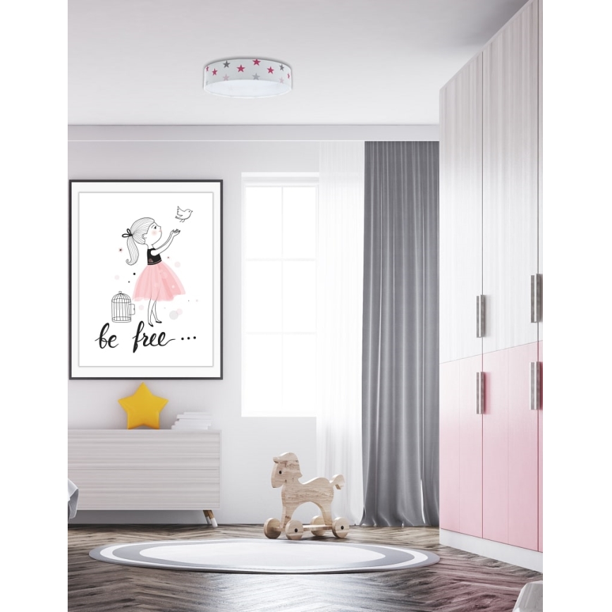 Стельовий LED світильник з регулюванням яскравості SMART GALAXY KIDS LED/24W/230V 3000-6500K зірочки білий/рожевий/сірий + дистанційне керування