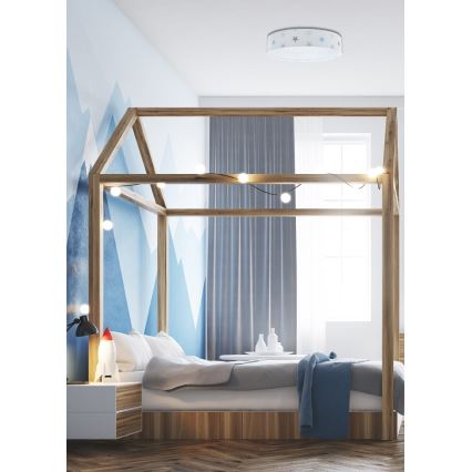 Стельовий LED світильник з регулюванням яскравості SMART GALAXY KIDS LED/24W/230V 3000-6500K зірочки білий/сірий/блакитний + дистанційне керування