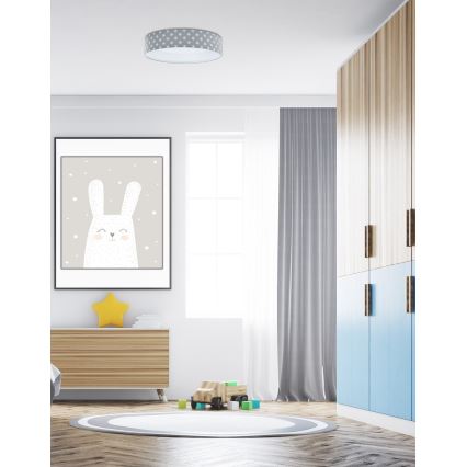 LED стельовий світильник з регулюванням яскравості SMART GALAXY KIDS LED/24W/230V 3000-6500K зірочки сірий/білий + дистанційне керування