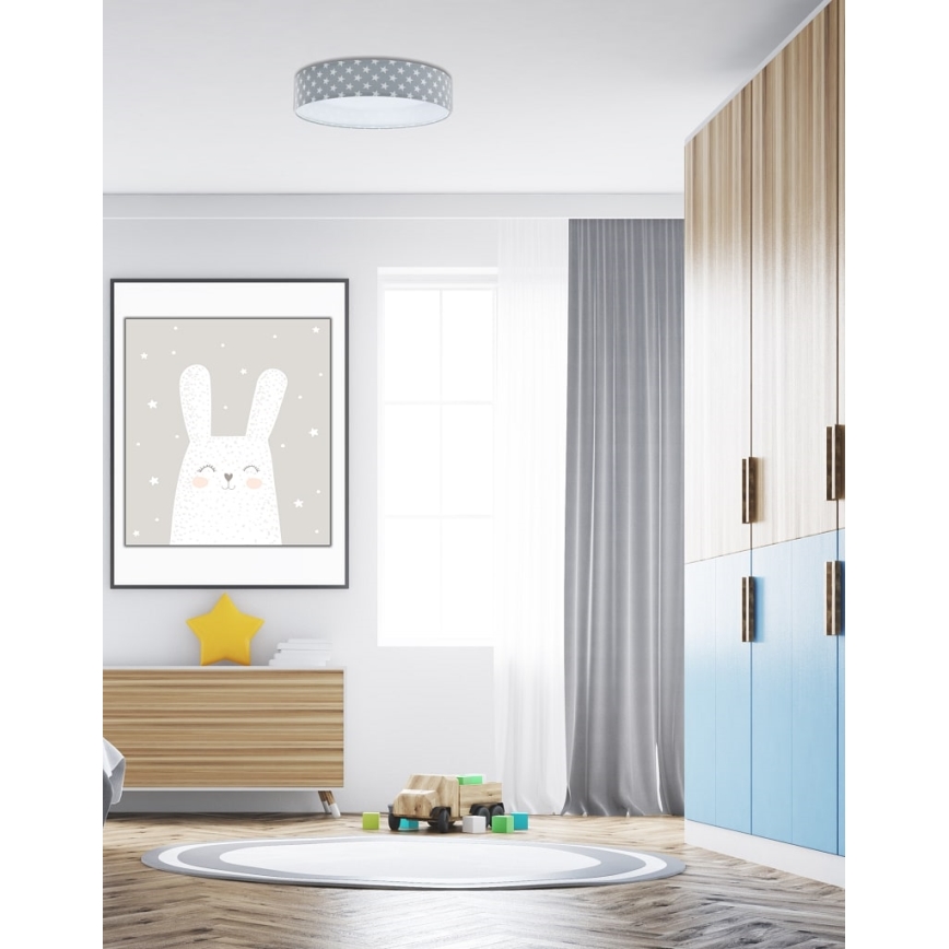 LED стельовий світильник з регулюванням яскравості SMART GALAXY KIDS LED/24W/230V 3000-6500K зірочки сірий/білий + дистанційне керування