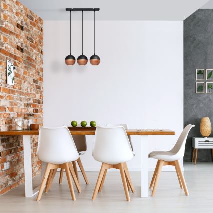 LED Світлодіодна підвісна люстра MIDWAY 3xGU10/4,8W/230V чорний/мідний