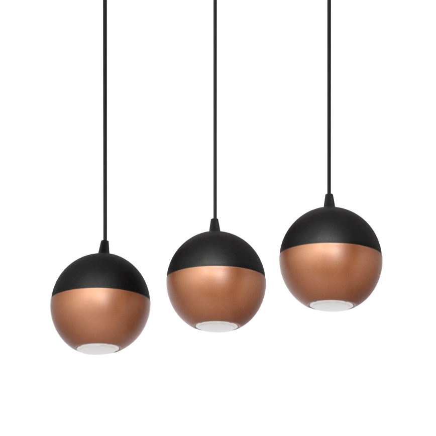 LED Світлодіодна підвісна люстра MIDWAY 3xGU10/4,8W/230V чорний/мідний