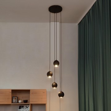 LED Світлодіодна підвісна люстра MIDWAY 4xGU10/4,8W/230V чорний