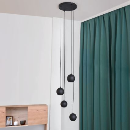 LED Світлодіодна підвісна люстра MIDWAY 4xGU10/4,8W/230V чорний