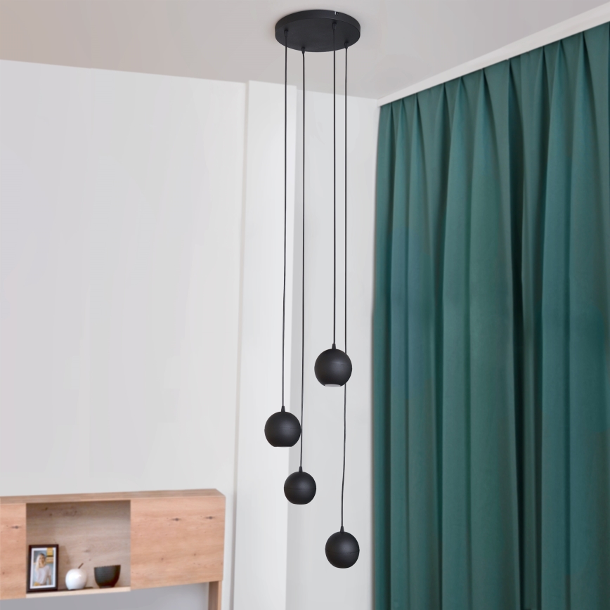 LED Світлодіодна підвісна люстра MIDWAY 4xGU10/4,8W/230V чорний