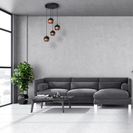 LED Світлодіодна підвісна люстра MIDWAY 4xGU10/4,8W/230V чорний/мідний