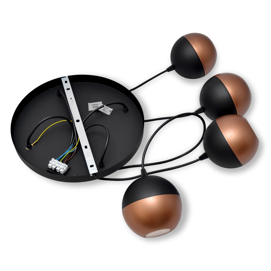 LED Світлодіодна підвісна люстра MIDWAY 4xGU10/4,8W/230V чорний/мідний