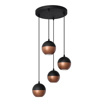 LED Світлодіодна підвісна люстра MIDWAY 4xGU10/4,8W/230V чорний/мідний