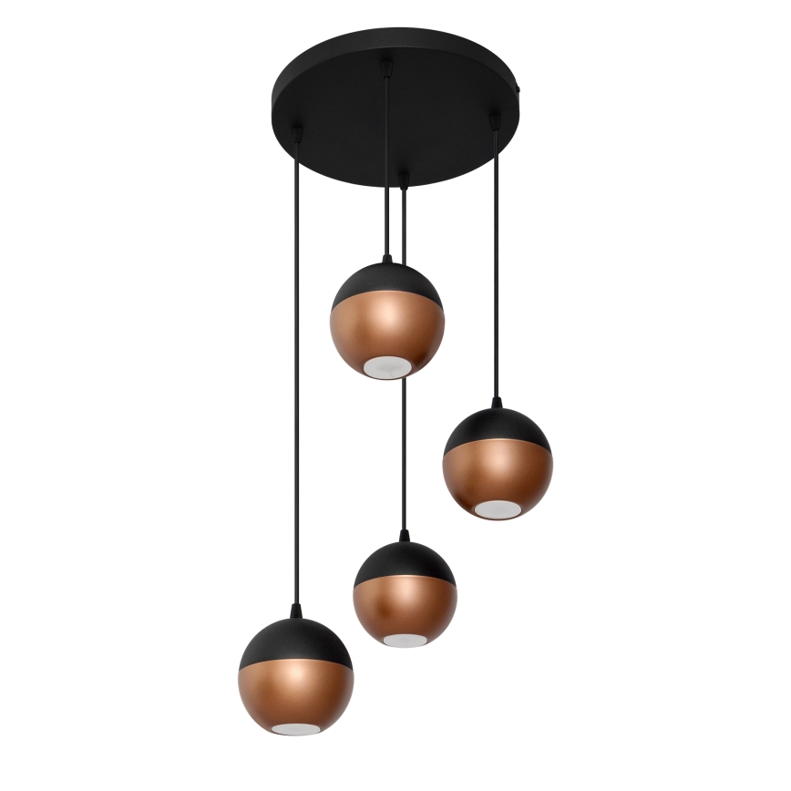 LED Світлодіодна підвісна люстра MIDWAY 4xGU10/4,8W/230V чорний/мідний