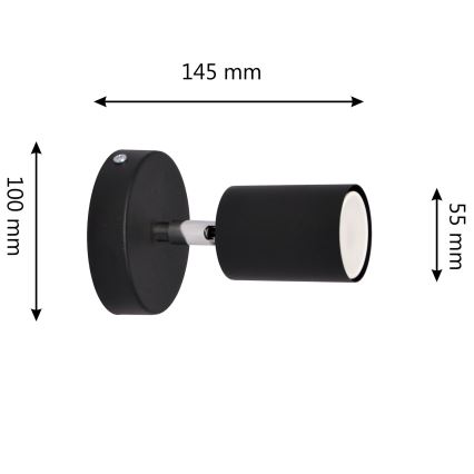 LED Світлодіодний настінний точковий світильник TUNE 1xGU10/4,8W/230V чорний