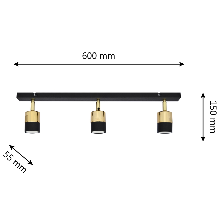 LED Світлодіодний точковий світильник TUBSSON 3xGU10/4,8W/230V чорний/золотий