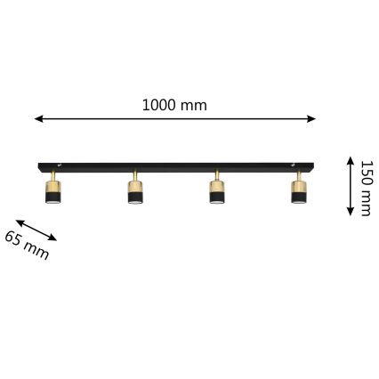 LED Світлодіодний точковий світильник TUBSSON 4xGU10/4,8W/230V чорний/золотий