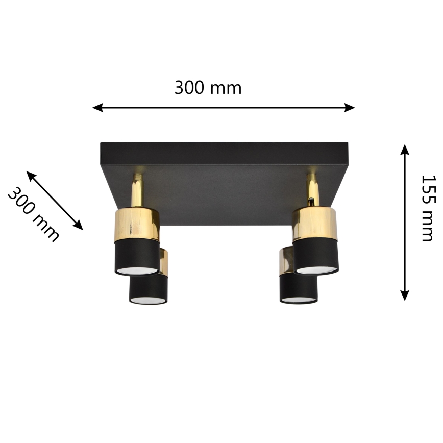 LED Світлодіодний точковий світильник TUBSSON 4xGU10/4,8W/230V чорний/золотий