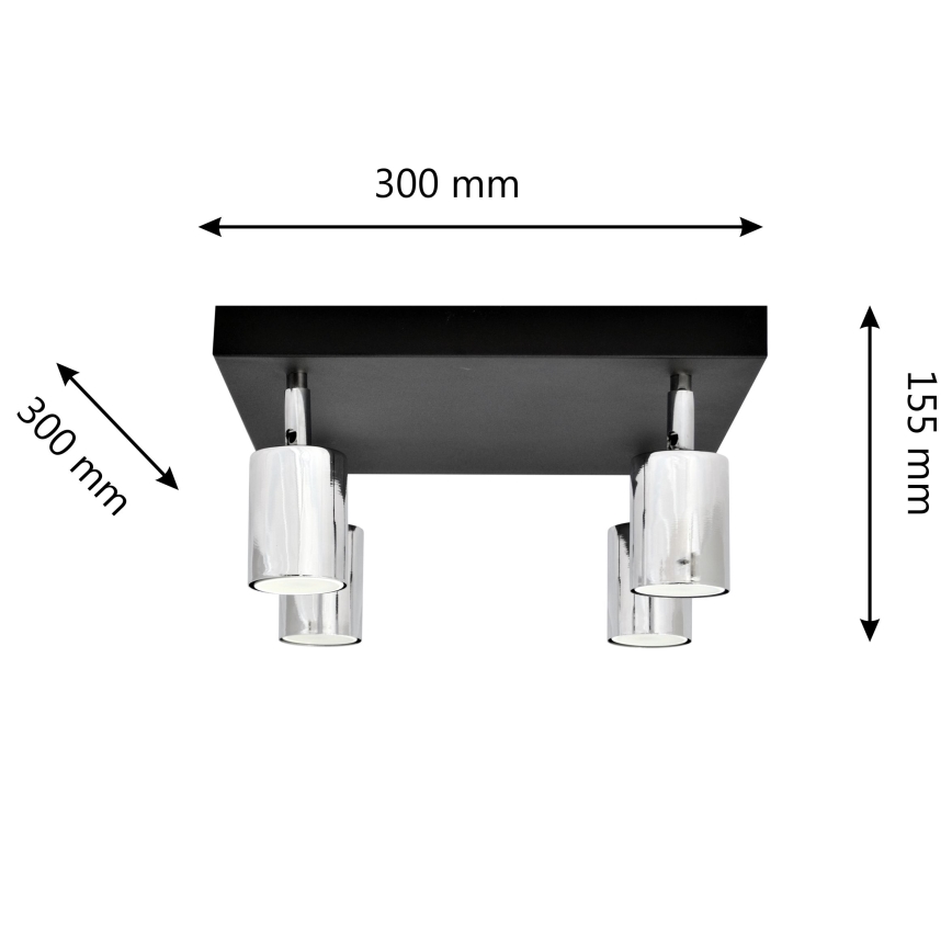 LED Світлодіодний точковий світильник TUNE 4xGU10/4,8W/230V матовий хром/чорний