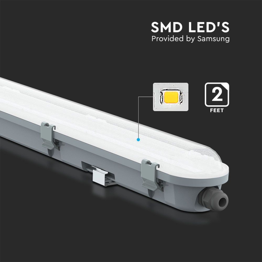 LED технический светильник — замена люминесцентного, с чипом SAMSUNG, 18 Вт, 230 В, 6500 К, IP65, 60 см