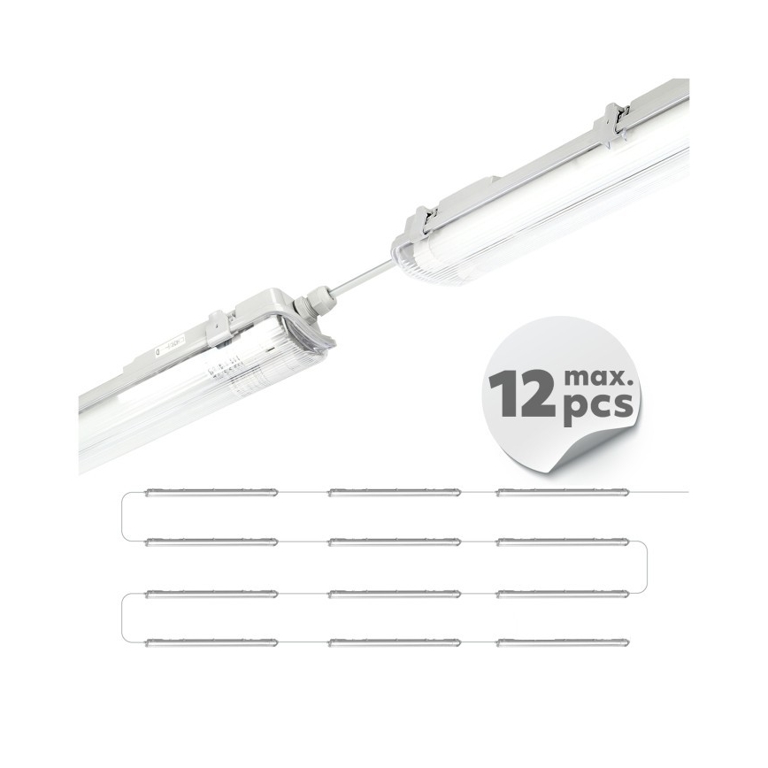 LED технический светильник T8, 2×G13, 18 Вт, 230 В, 5000 К, IP65, 127 см