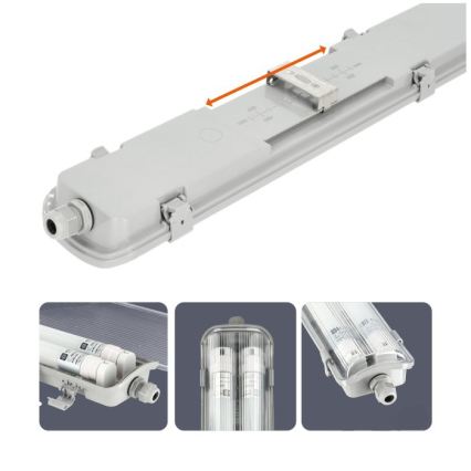 LED технический светильник T8, 2×G13, 18 Вт, 230 В, 5000 К, IP65, 127 см