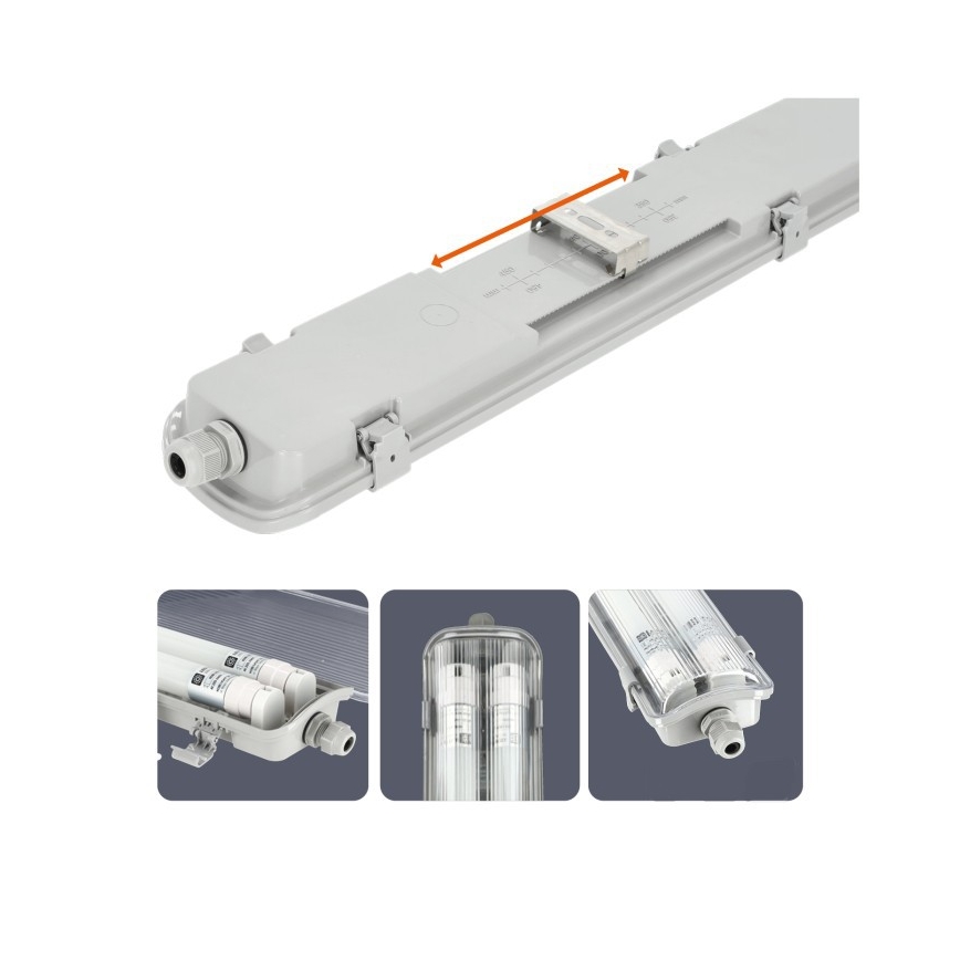 LED технический светильник T8, 2×G13, 18 Вт, 230 В, 5000 К, IP65, 127 см