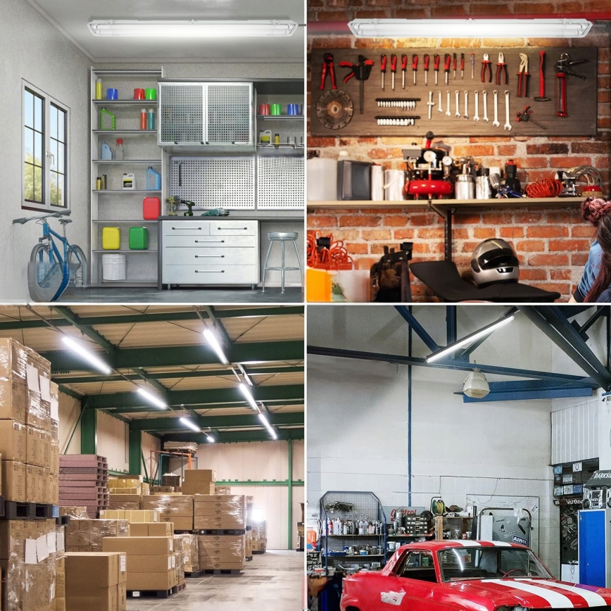 LED технічний світильник T8, 2× G13, 20 Вт, 230 В, 6500 К, 120 см, IP65, білий