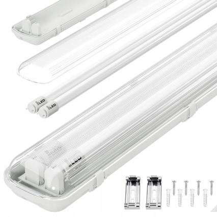 LED технічний світильник T8, 2× G13, 20 Вт, 230 В, 6500 К, 120 см, IP65, білий