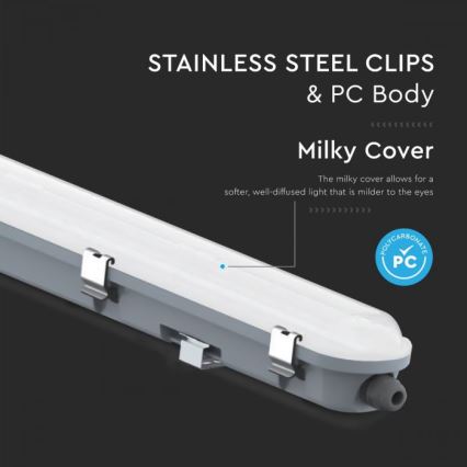 LED технічний лінійний світильник з аварійним модулем LED/48W/230V 6500K IP65 2200 mAh 150 cm