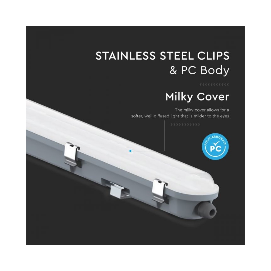 LED технічний лінійний світильник з аварійним модулем LED/48W/230V 6500K IP65 2200 mAh 150 cm