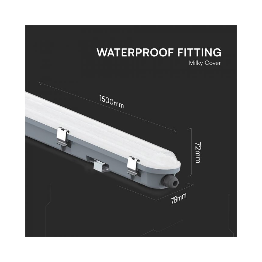 LED технічний лінійний світильник з аварійним модулем LED/48W/230V 6500K IP65 2200 mAh 150 cm