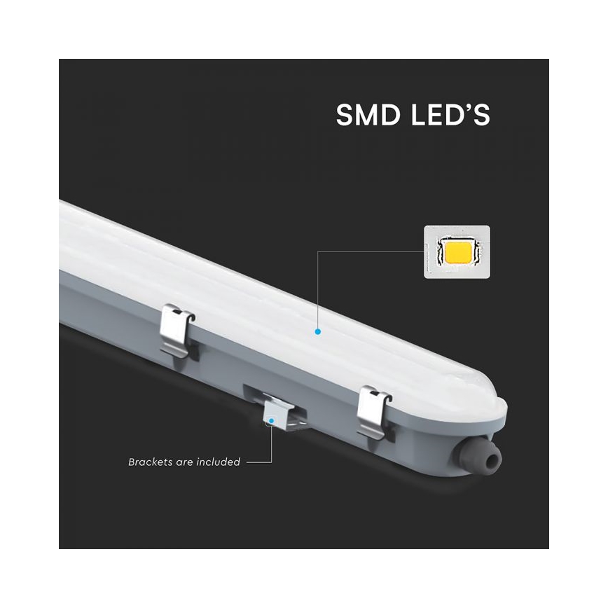 LED технічний лінійний світильник з аварійним модулем LED/48W/230V 6500K IP65 2200 mAh 150 cm