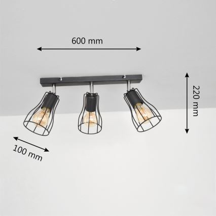 LED Точечный светильник TUBE II 3xE27/15W/230V черный