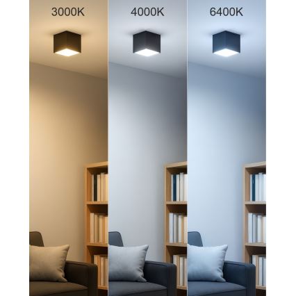LED-точечный светильник, 5 Вт, 230 В, 3000/4000/6400 К, 7,5x7,5 см, чёрный